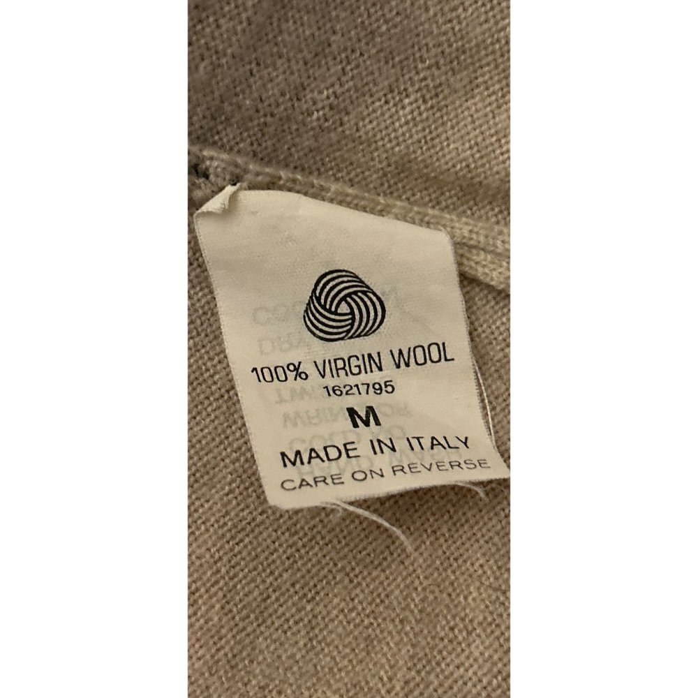 Made in Italy BARNEYS Merino Wool Pullover Knitted Sweater Beige Size Med - Picture 7 of 7